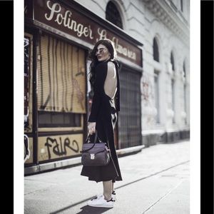 🤍 ZARA Knit Ribbed Sweater Belted Cut Out Open Back MIDI Dress